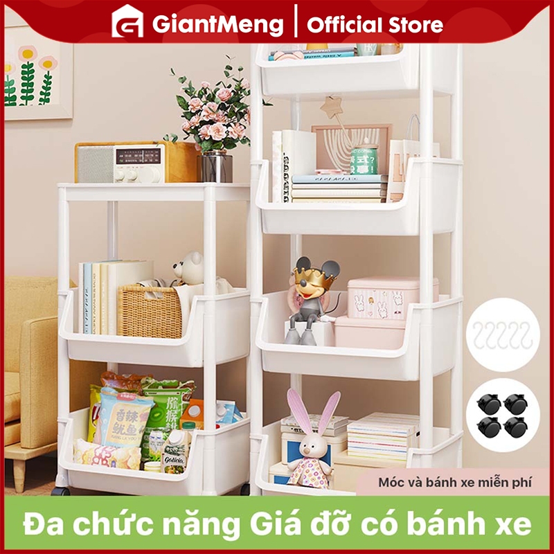 GiantMeng - kệ sách kệ đa năng Có bánh Kệ đồ nhà bếp đa năng tiện lợi kệ sách đựng đồ phòng khách