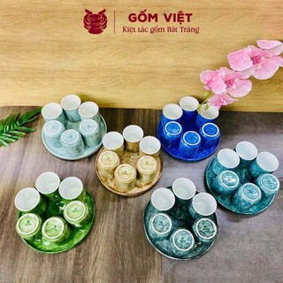 Bộ cốc nước 6 ly vân đá dung tích 200ml cao cấp để bàn ăn, phòng khách - Gốm sứ Bát Tràng - Gốm Việt
