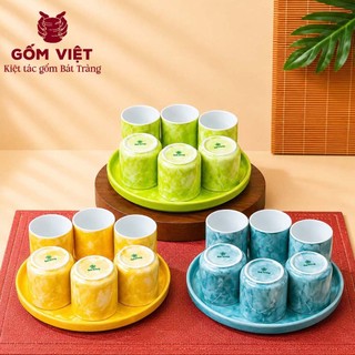 Bộ cốc nước 6 ly vân đá dung tích 200ml cao cấp để bàn ăn, phòng khách - Gốm sứ Bát Tràng - Gốm Việt