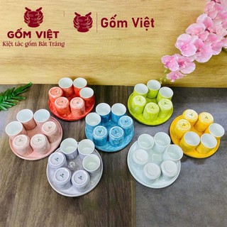 Bộ cốc nước 6 ly vân đá dung tích 200ml cao cấp để bàn ăn, phòng khách - Gốm sứ Bát Tràng - Gốm Việt