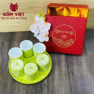 Bộ cốc nước 6 ly vân đá dung tích 200ml cao cấp để bàn ăn, phòng khách - Gốm sứ Bát Tràng - Gốm Việt