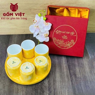 Bộ cốc nước 6 ly vân đá dung tích 200ml cao cấp để bàn ăn, phòng khách - Gốm sứ Bát Tràng - Gốm Việt