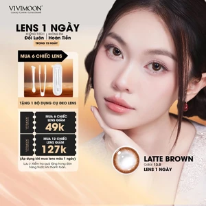 VIVIMOON lens cận 1 ngày Latte Brown, kính áp tròng khóa ẩm màu nâu tự nhiên (Giá 1 chiếc-1 bên mắt, x2 để mua 1 đôi)