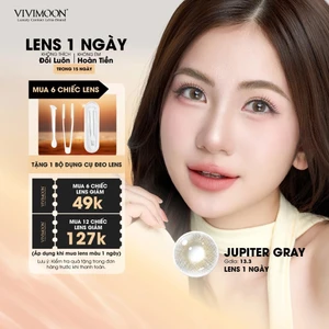 VIVIMOON lens cận 1 ngày Jupiter Gray, kính áp tròng khóa ẩm màu xám pha ánh vàng (Giá 1 chiếc, x2 để mua 1 đôi)