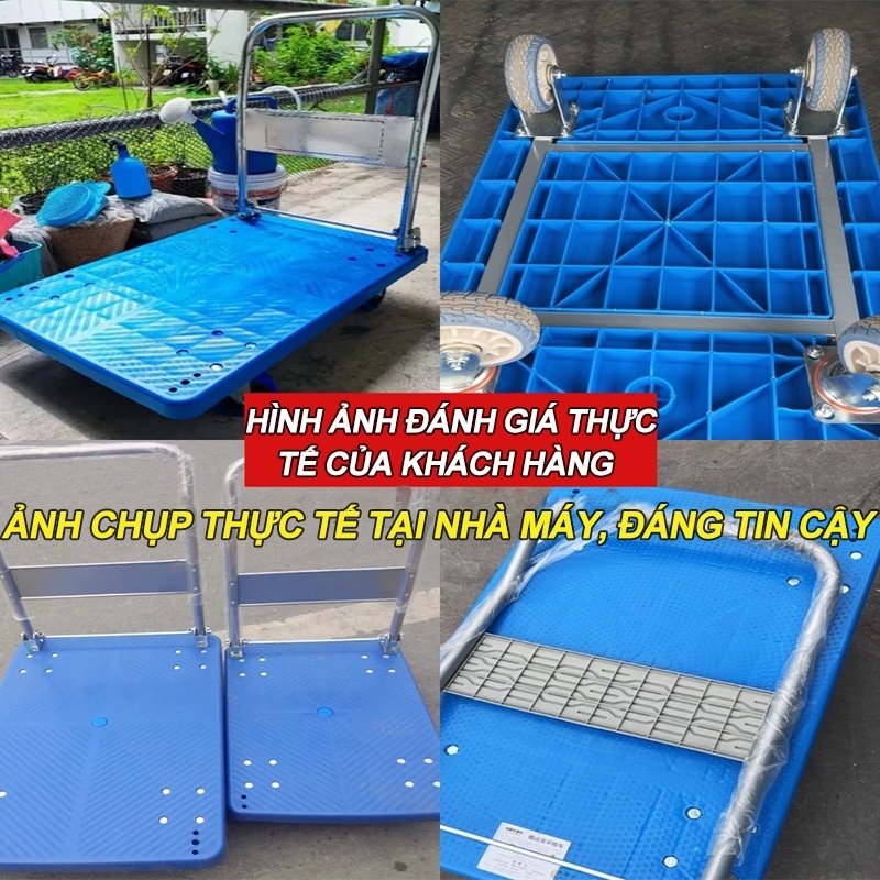 Xe đẩy hàng Xe Đẩy  Gấp Gọn Đa Năng iện Lợi 4 bánh xe Tải trọng Lớn 600KG Mặt sàn sắt