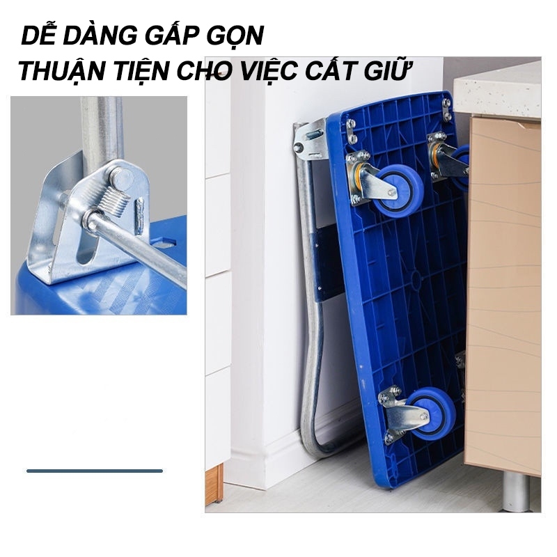 Xe đẩy hàng Xe Đẩy  Gấp Gọn Đa Năng iện Lợi 4 bánh xe Tải trọng Lớn 600KG Mặt sàn sắt
