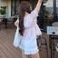 Áo kiểu nữ HEIDI top thô boil tay bồng chạy viền ren phối cúc nâu AO942