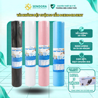 Drap trải giường vải không dệt 50 tấm 80x180cm có mặt cắt chữ thập SENY, vải lót giường ý tế, phun xăm và spa chuẩn ISO