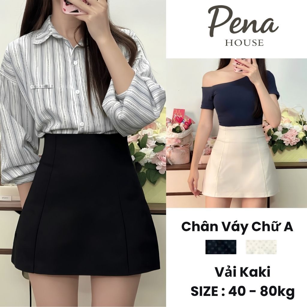 Chân Váy Chữ A Cạp Cao Kaki Co Giãn Có Quần Bảo Hộ Bigsize Nữ Che Bụng Tôn Dáng - Pena House 275