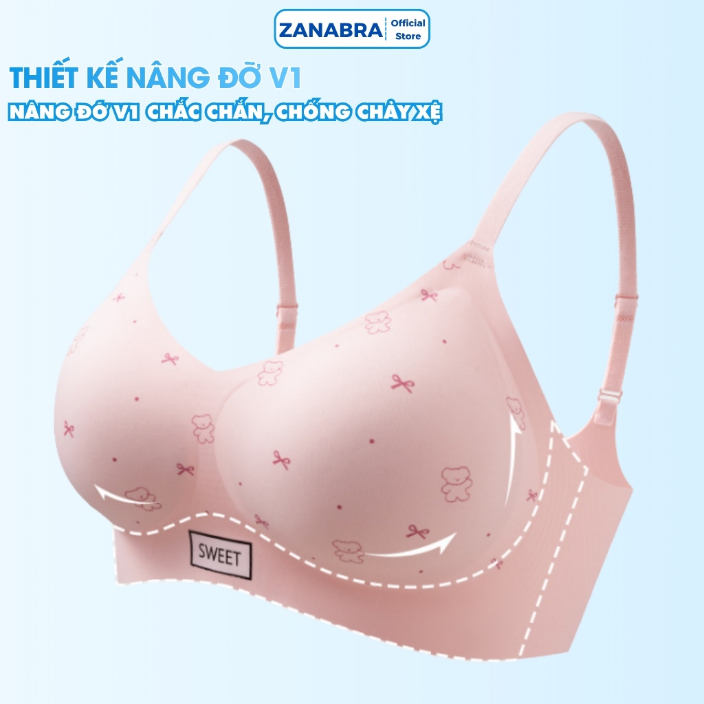 Áo ngực Áo lót nữ chất su không gong mút mỏng cup V nâng ngực tôn dáng chống chảy xệ ZANABRA A975