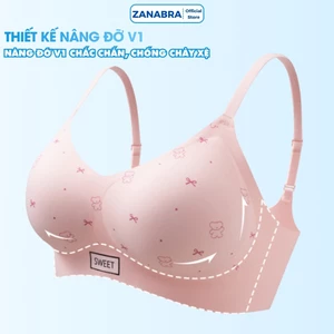 Áo ngực nữ su không gọng form ôm tôn dáng V1, Áo lót nữ mút mỏng mềm mại họa tiết xinh xắn ZANABRA A975