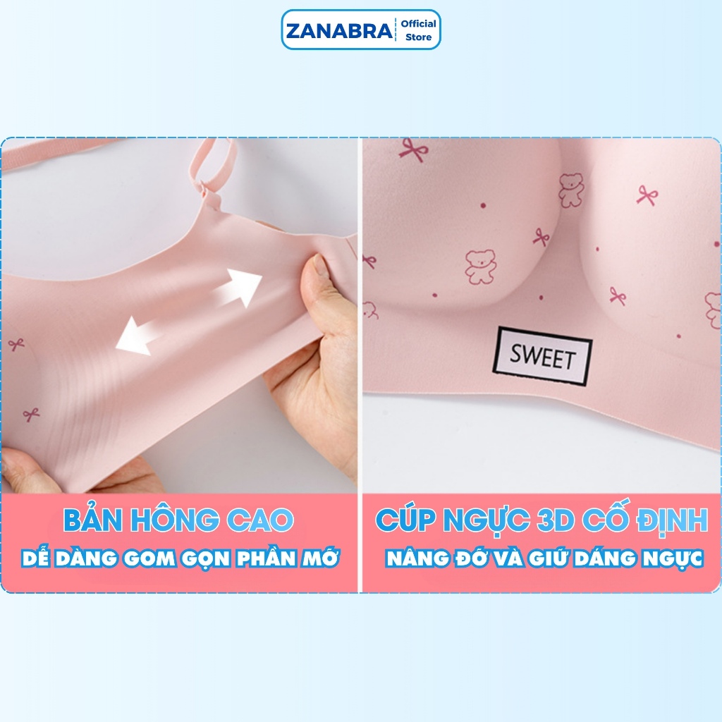 Áo ngực Áo lót nữ chất su không gong mút mỏng cup V nâng ngực tôn dáng chống chảy xệ ZANABRA A975