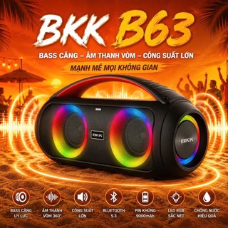 🔈Loa Bluetooth BKK B63 chỉnh BASS ĐẬP CĂNG, đèn led RGB kết nối loa đôi, âm thanh Vòm, BASS CĂNG SÂU