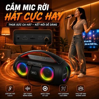 🔈Loa Bluetooth BKK B63 chỉnh BASS ĐẬP CĂNG, đèn led RGB kết nối loa đôi, âm thanh Vòm, BASS CĂNG SÂU