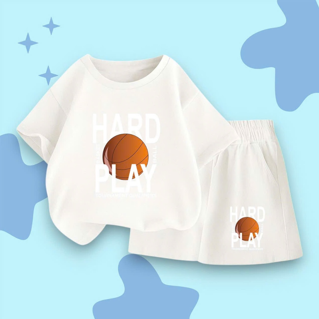 bô quần áo côc tay in hình HARD PLAKGY CHO CÁC BÉ TRAI 10- 53 KG