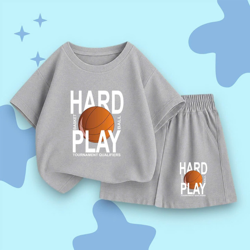 bô quần áo côc tay in hình HARD PLAKGY CHO CÁC BÉ TRAI 10- 53 KG