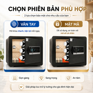 Két Sắt Mini Cao Cấp Vân Tay / Mật Mã Két Bạc Điện Tử Chống Trộm Nhỏ Gọn Cho Gia Đình Văn Phòng 35x26x25cm