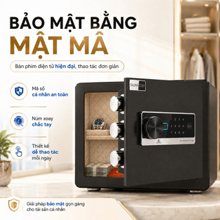 Két Sắt Mini Cao Cấp Vân Tay / Mật Mã Két Bạc Điện Tử Chống Trộm Nhỏ Gọn Cho Gia Đình Văn Phòng 35x26x25cm