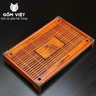 Khay trà gỗ đựng ấm chén, bộ bình nước để bàn nhiều kích thước, khắc nhiều họa tiết - Gốm Việt