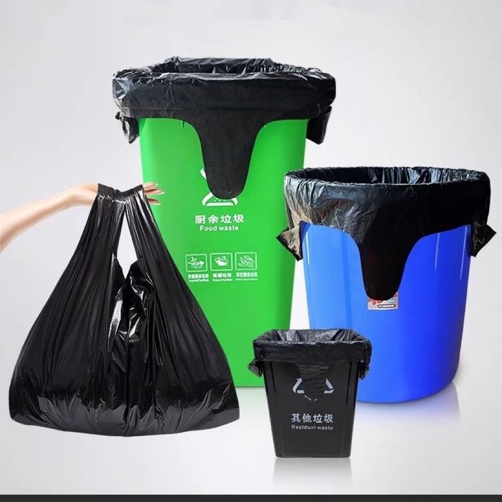 Gói 2kg, Túi Rác Đen PE Siêu Dai Có Quai Xách – Chống Rách, Chống Thấm Nước, Dày Dặn, Tiện Lợi Cho Gia Đình & Văn Phòng
