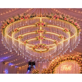 Vòng tròn và đèn trần hoàn thiện đường kính 1m, 1,2m, 2m cho anh chị decor hoa trần, hay gắn xốp cắm hoa