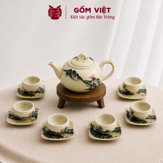 Bộ ấm chén men rạn TH nhiều kiểu dáng, vẽ chỉ vàng thủ công cao cấp - Gốm sứ Bát Tràng - Gốm Việt