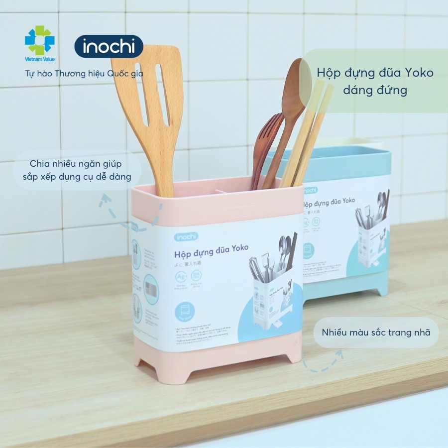 Hộp đựng đũa Yoko inochi Nhật Bản (đứng) chất liệu nhựa cao cấp, thoát nước dễ dàng