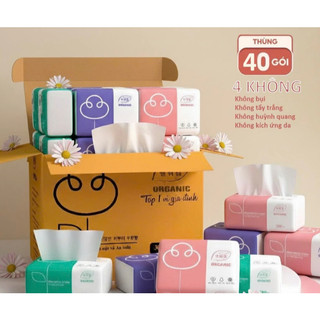 [Top Value] Thùng 30 gói giấy ăn Organic giấy 3 lớp 300 tờ - chuẩn loại 1