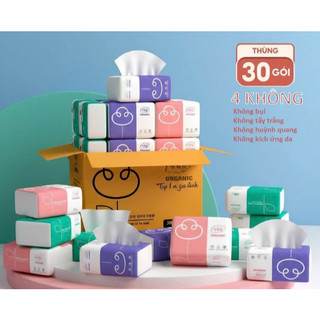 [Top Value] Thùng 30 gói giấy ăn Organic giấy 3 lớp 300 tờ - chuẩn loại 1