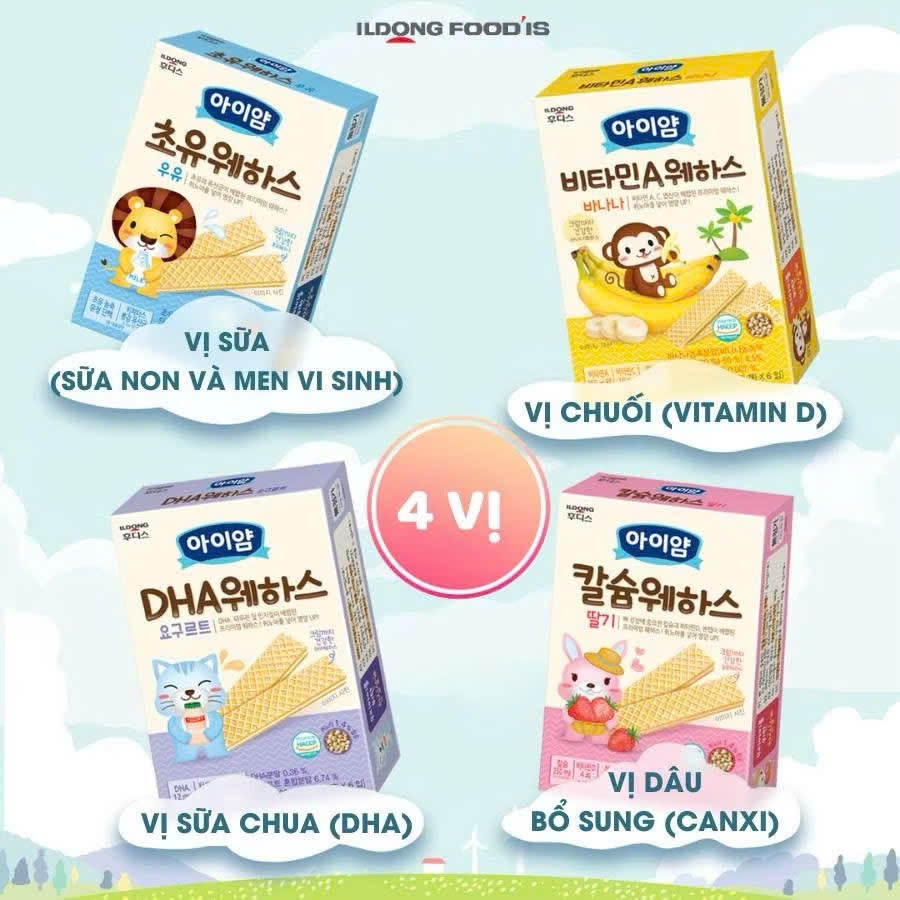 Bánh Xốp Nhân Kem ILDONG Hàn Quốc Cho Bé Ăn Dặm Từ 10 Tháng - Hộp 36g