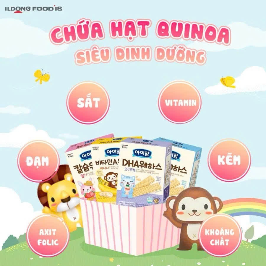 Bánh Xốp Nhân Kem ILDONG Hàn Quốc Cho Bé Ăn Dặm Từ 10 Tháng - Hộp 36g