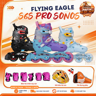 Giày patin trẻ em Flying Eagle S6S PRO SONOS bánh cao su đặc, càng nhựa chịu lực dưới 80kg 3 màu xanh/hồng/đen