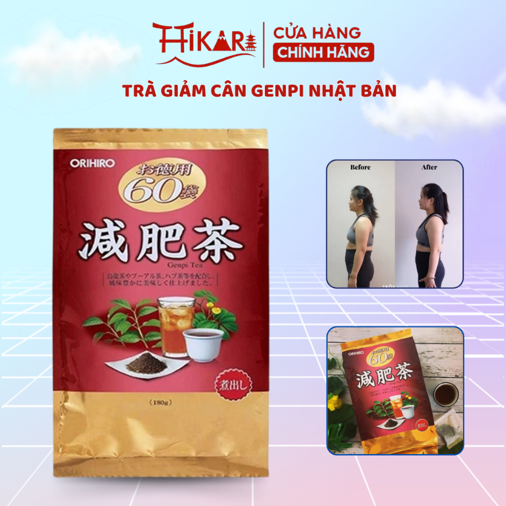 Trà giảm cân Genpi Orhiro Nhật Bản cải thiện vóc dáng, thanh lọc và làm đẹp da, hỗ trợ hệ tiêu hóa túi 60 gói