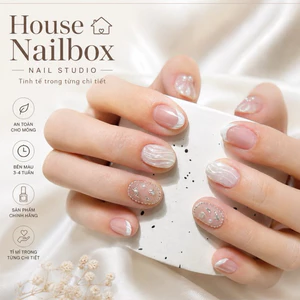Nailbox [ Mã N61 ] Móng Tay Giả Sò Biển Tone Trắng Siêu Sang Trọng - Đính Ngọc Đính sò