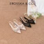 - Giày slingback mũi nhọn phối nơ lưới chấm bi đính nơ nữ tính màu đen - EL136