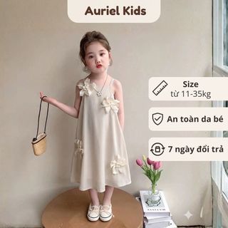 Váy 2 Dây Bé Gái, Váy 2 Dây Bé Gái Phối Hoa Nổi Bật Chất Lụa Hàn Mát Mẻ Mặc Hàng Ngày Cho Bé