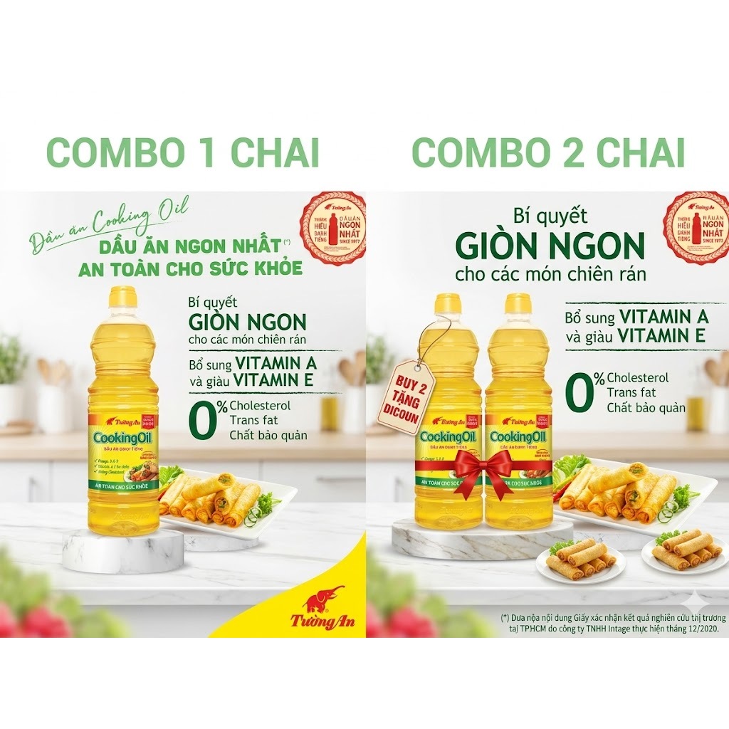 Dầu Ăn Tường An Cooking Oil 1 Chai/2 Chai - Giòn Ngon, Giàu Vitamin