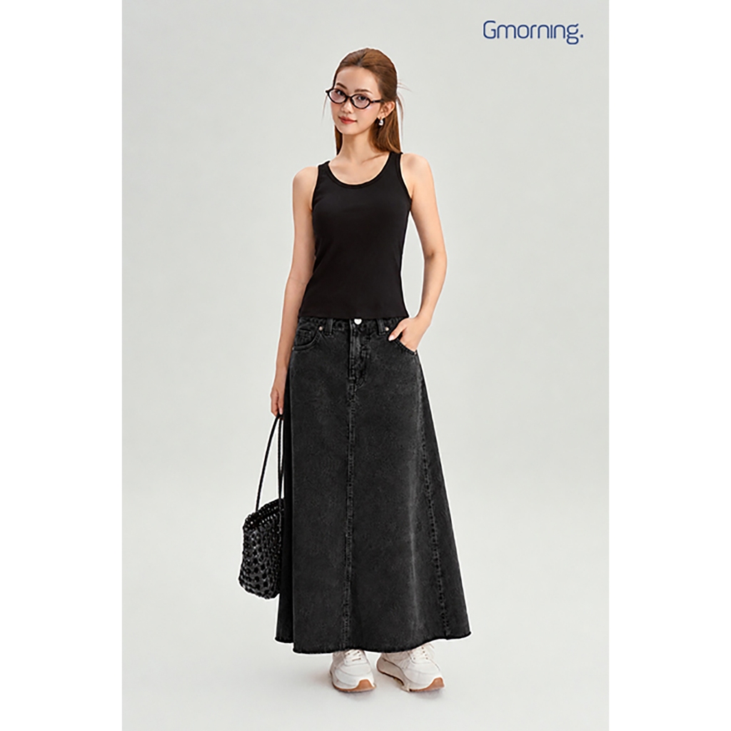 Chân Váy Jean Nữ Gmorning - GUMAC Form A Xòe Nhẹ Lai Cắt Thời Trang Trẻ Trung Hiện Đại YVJG03036