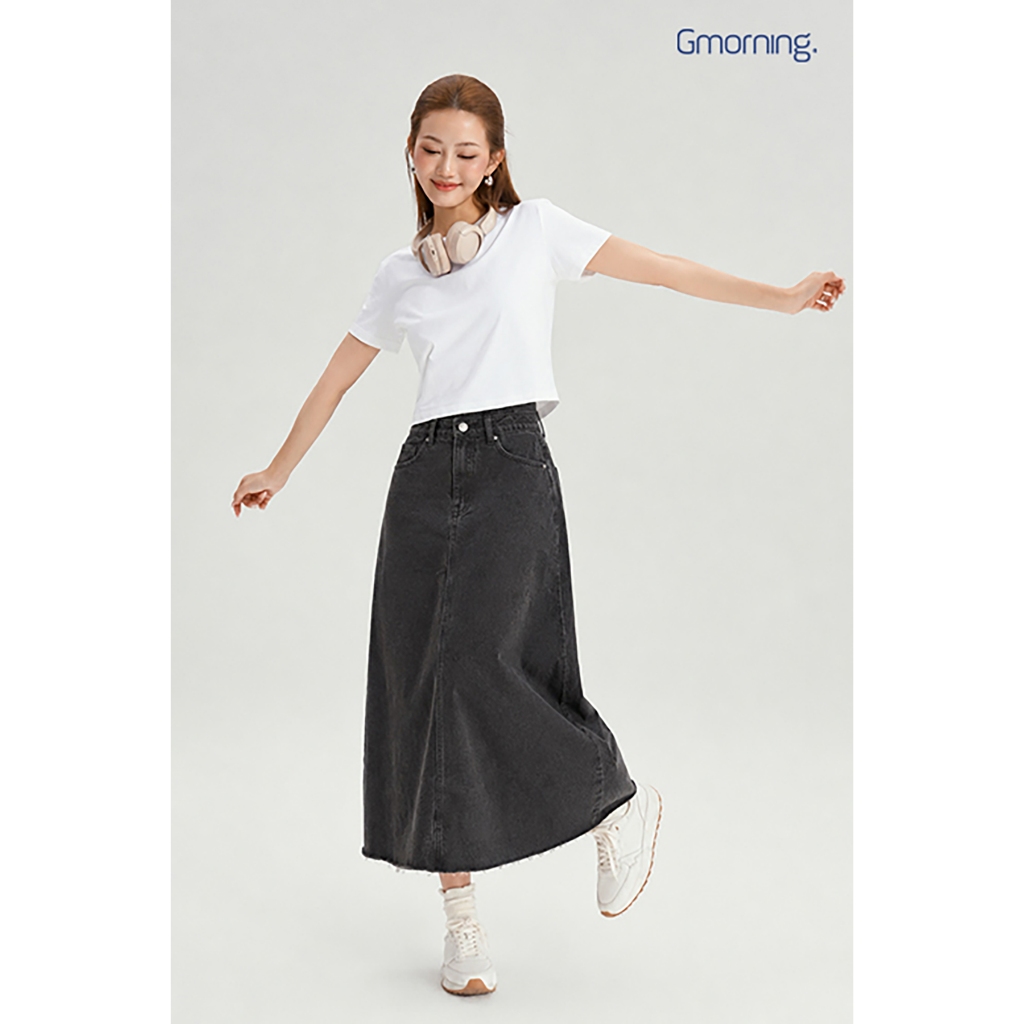 Chân Váy Jean Nữ Gmorning - GUMAC Form A Xòe Nhẹ Lai Cắt Thời Trang Trẻ Trung Hiện Đại YVJG03036