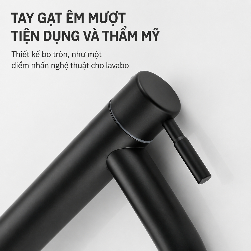 Vòi bồn rửa măt Vòi Lavabo Lạnh Màu Đen Inox 304 Nhập Khẩu Cao Cấp, Vòi Rửa Mặt Đặt Bàn Chống Gỉ Dễ Lắp