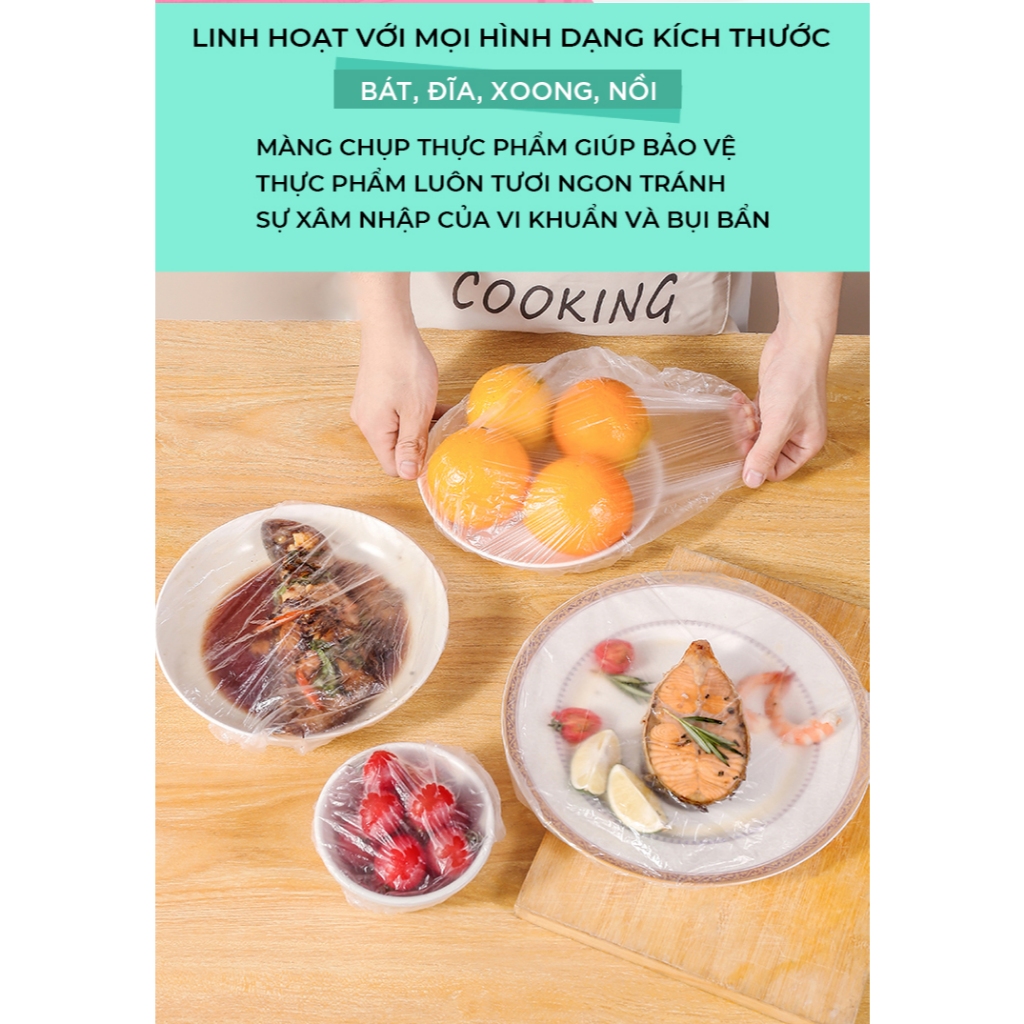 [Võ Hà Linh x MyJae] Combo 3 Bịch Màng chụp thực phẩm PE dạng bo chun MyJae, màng bọc bảo quản thức ăn (100 Cái/Gói)