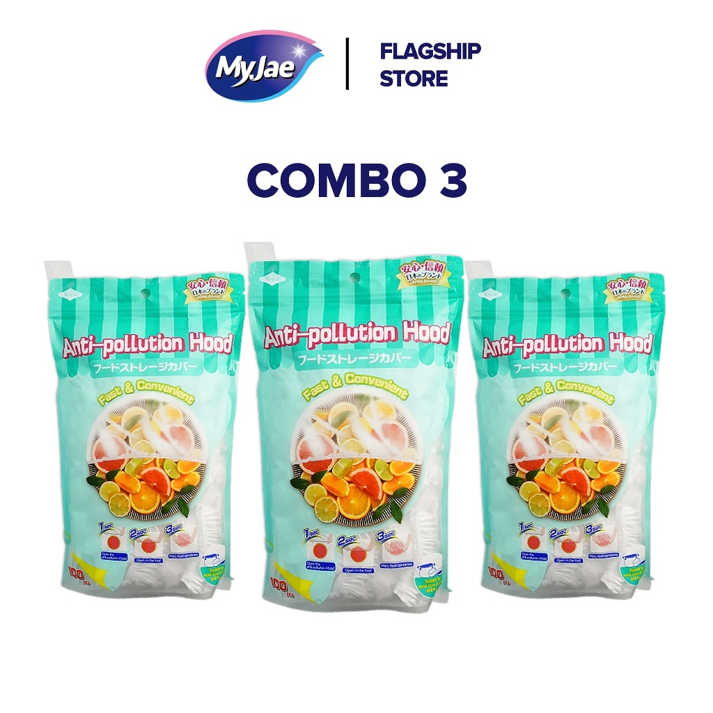 [Võ Hà Linh x MyJae] Combo 3 Bịch Màng chụp thực phẩm PE dạng bo chun MyJae, màng bọc bảo quản thức ăn (100 Cái/Gói)