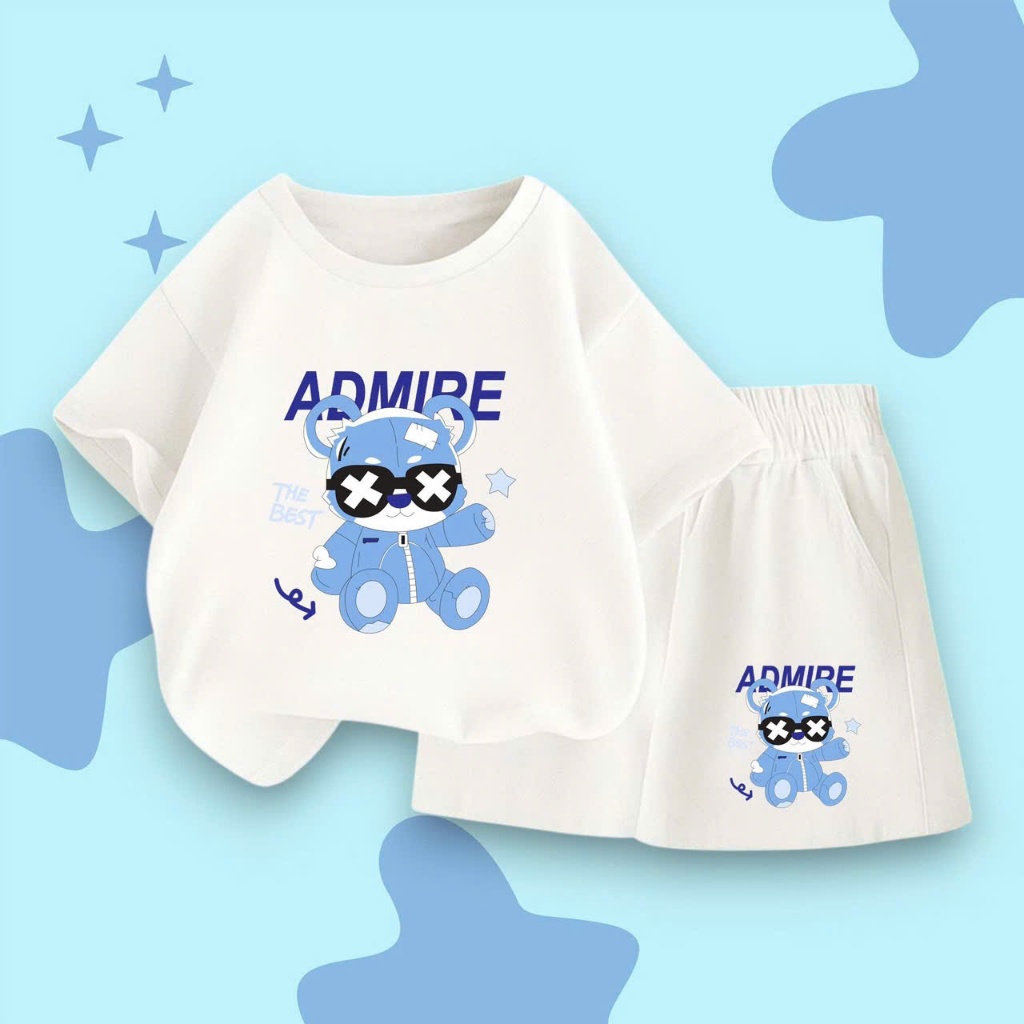 Bộ Tay Ngắn Thun Cotton Lạnh 4 Chiều CONXINH Hình In GẤU XANH ADMIRE Thời Trang Cho Bé trai bé gái Từ 10 Đến 53Kg