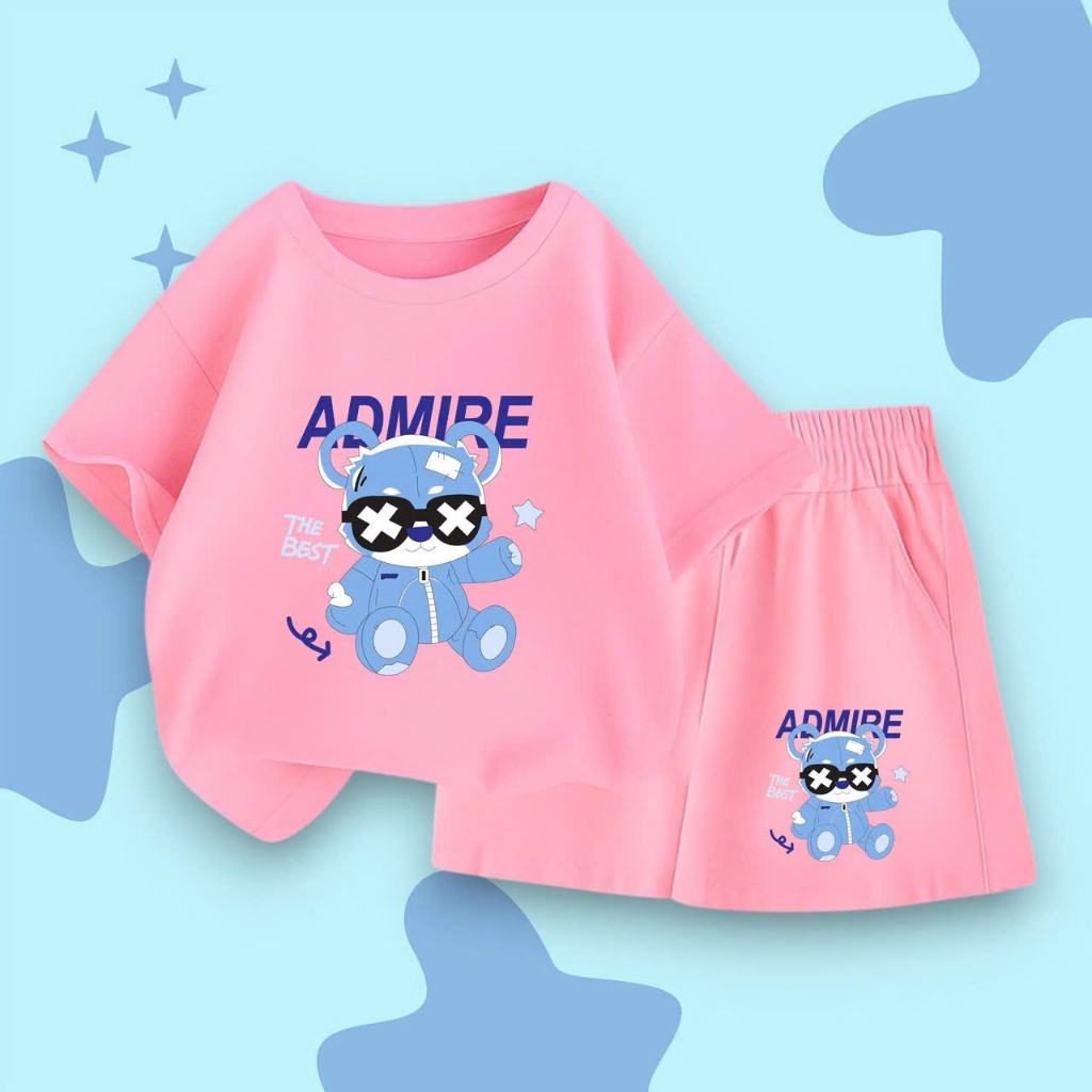 Bộ Tay Ngắn Thun Cotton Lạnh 4 Chiều CONXINH Hình In GẤU XANH ADMIRE Thời Trang Cho Bé trai bé gái Từ 10 Đến 53Kg