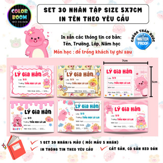[ IN TÊN THEO YÊU CẦU] Nhãn Vở LOOPY In Theo Yêu Cầu - Chống thấm nước - ColorBoom
