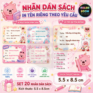 [ IN TÊN THEO YÊU CẦU] Nhãn Vở LOOPY In Theo Yêu Cầu - Chống thấm nước - ColorBoom