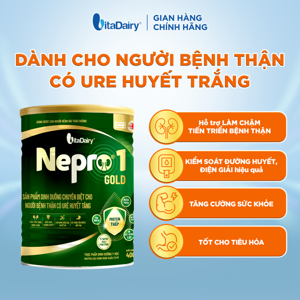 Sữa bột Nepro 1 Gold - Phù hợp chế độ dinh dưỡng đặc biệt (dành cho người tiểu đường) - Lon 400g