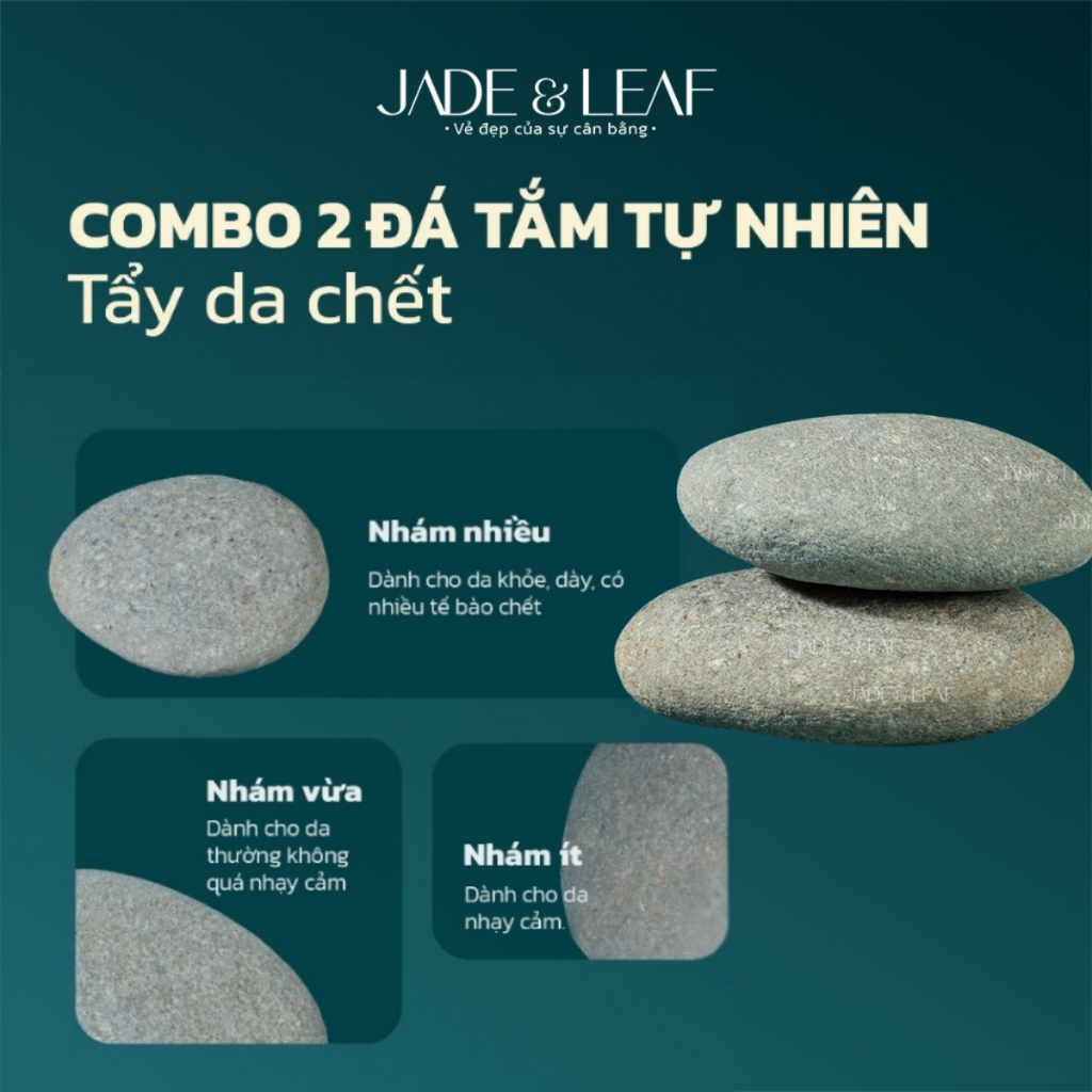 Combo 2 Viên Đá Tắm Kì Ghét Jade&Leaf Đá Cuội Kì Da Chết Body Tự Nhiên Gót chân Triệt Lông