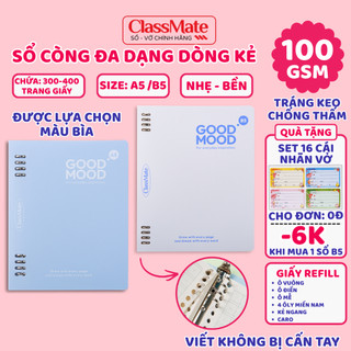 Sổ Còng A5 B5 Classmate Thay Giấy Refill 100GSM, Đa Dạng Dòng Kẻ, Binder 200Trang Kim Loại Chắc Chắn