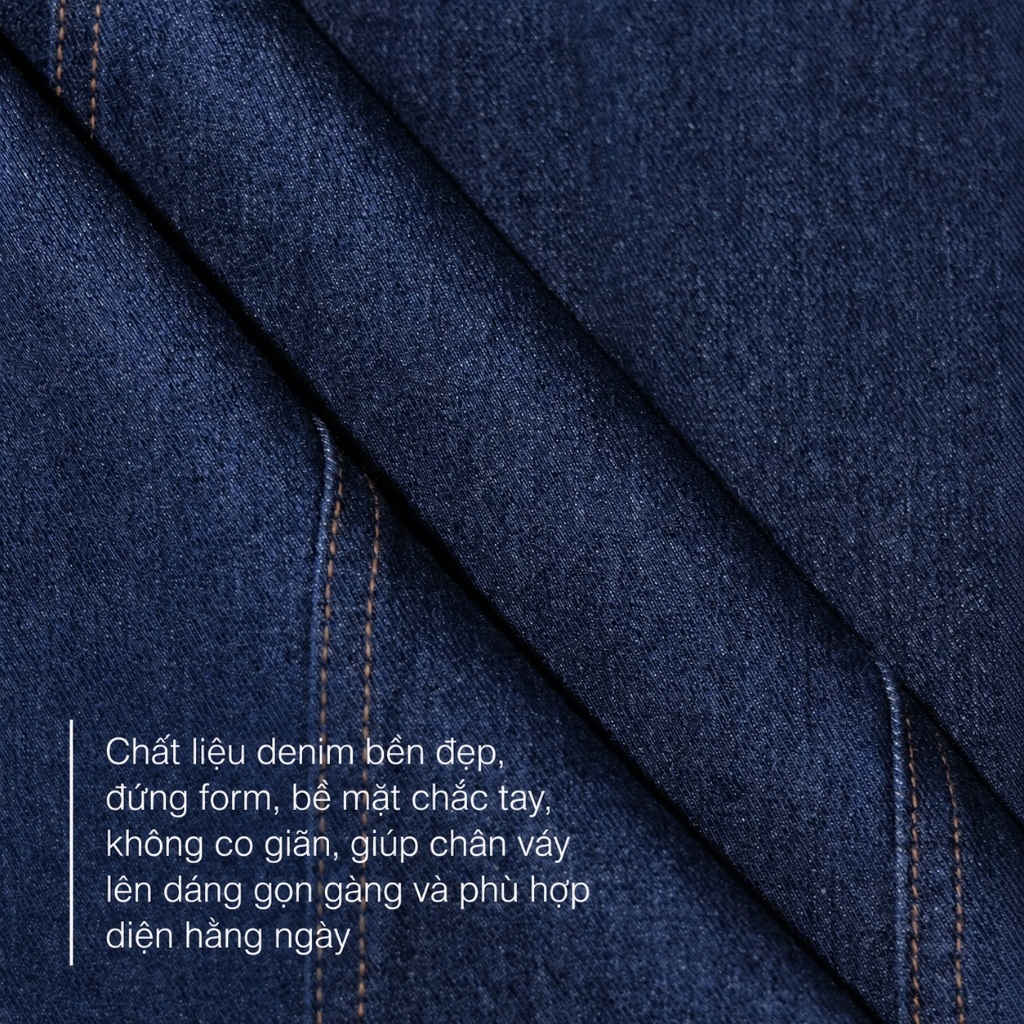 Chân Váy Midi Denim GMORNING Form A Cách Điệu Phối Chỉ Vàng Trẻ Trung YVJG04010